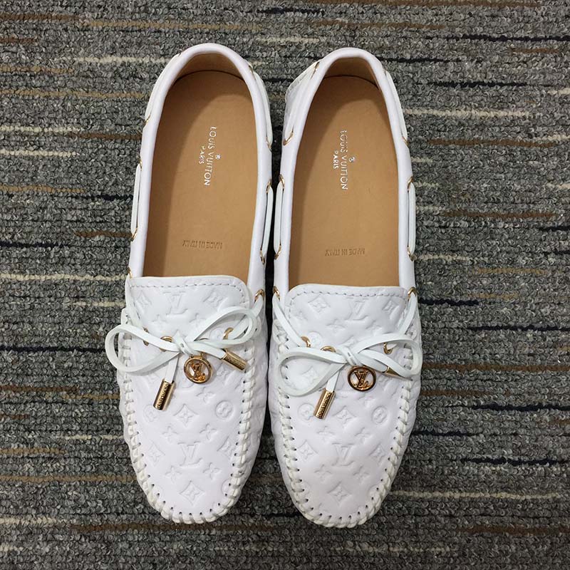 Louis Vuitton Unisex LV Arizona Moccasin White Monogram Canvas Tubular Construction