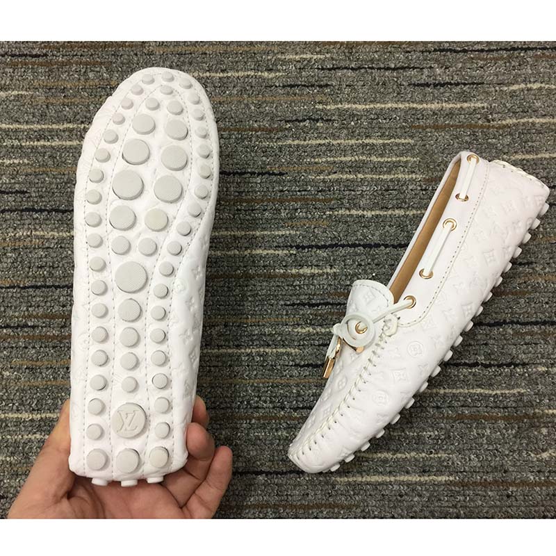 Louis Vuitton Unisex LV Arizona Moccasin White Monogram Canvas Tubular Construction
