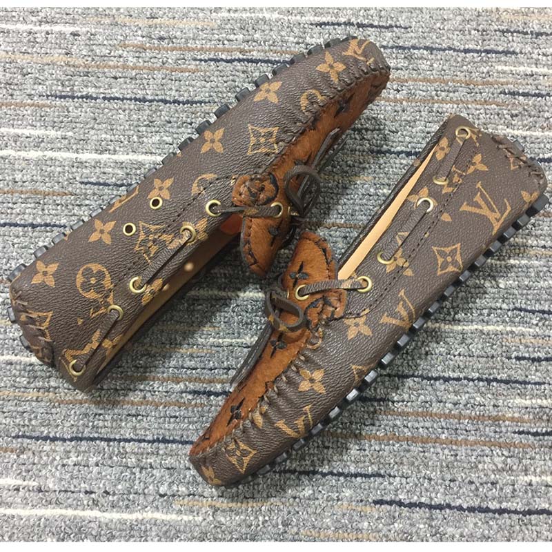 Louis Vuitton Unisex LV Gloria Flat Loafer Brown Patent Monogram Canvas