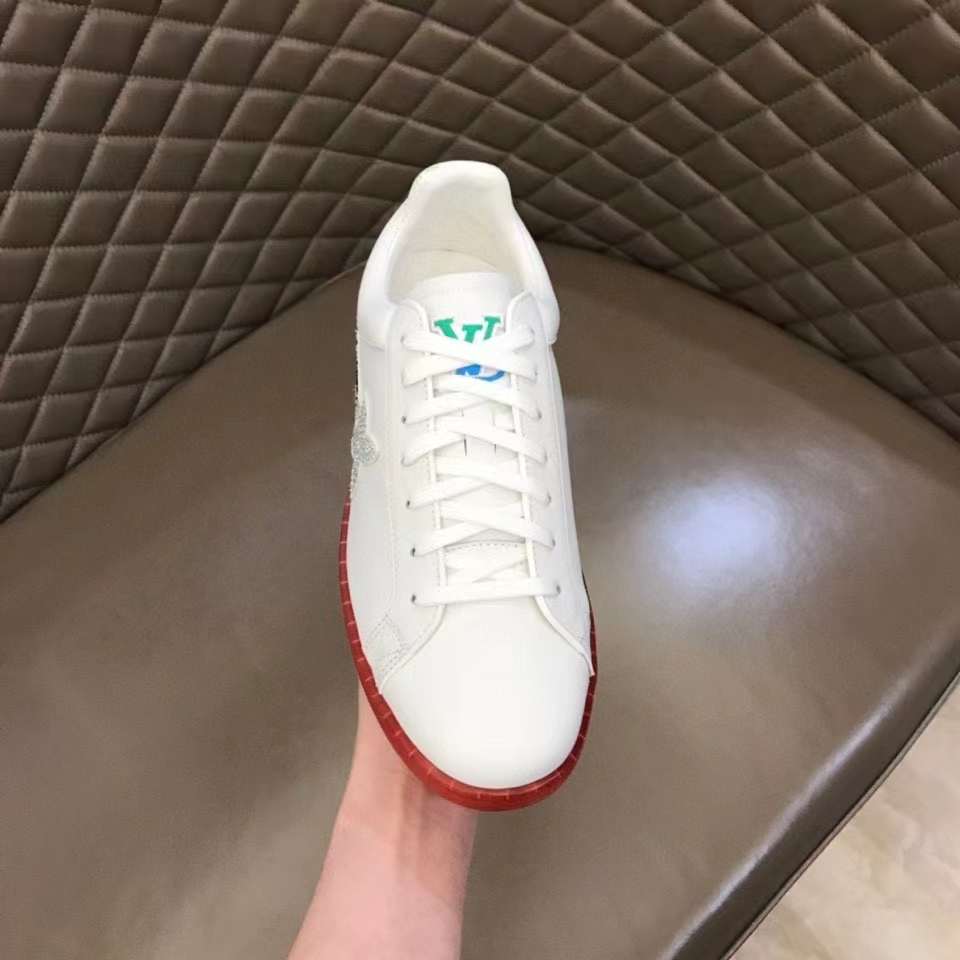 Louis Vuitton Unisex LV Luxembourg Samothrace Sneaker White Calf Leather Strass Monogram Flower