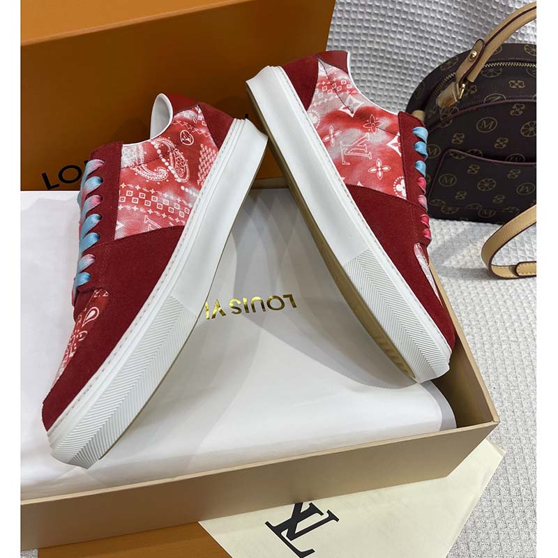 Louis Vuitton Unisex LV Ollie Sneaker Orange Canvas Rubber Outsole Monogram Flowers