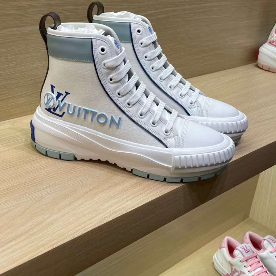 Louis Vuitton Unisex LV Squad Sneaker Boot Blue Canvas Rubber Outsole Circle
