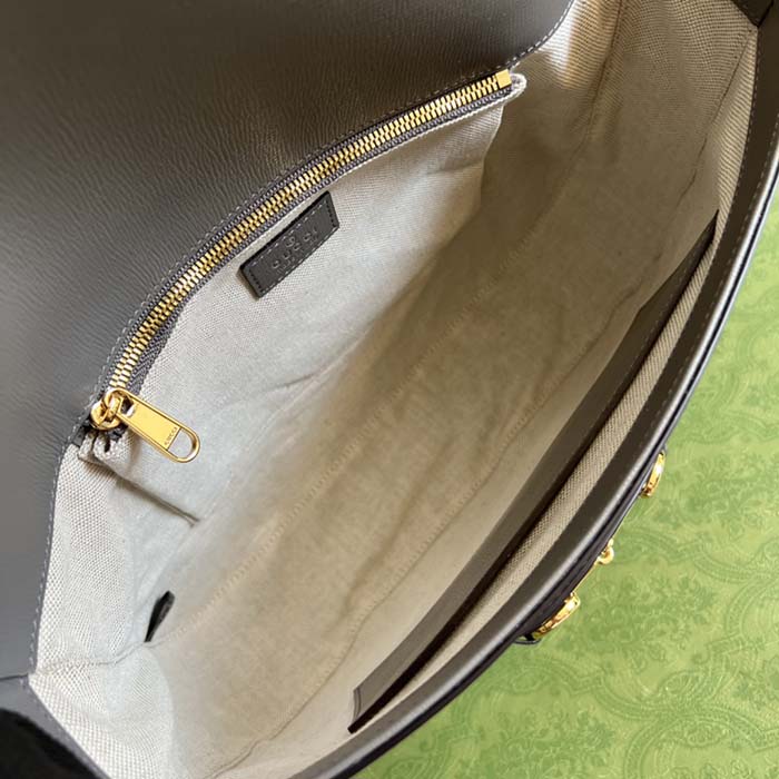 G*u*i gg unisex horsebit 1955 shoulder bag grey leather flap closure