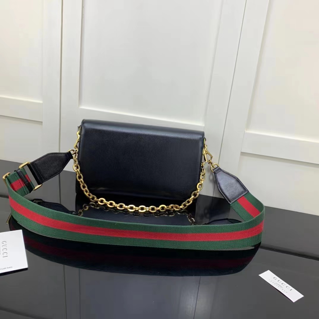 G*u*i gg women G*u*i horsebit 1955 small bag black leather