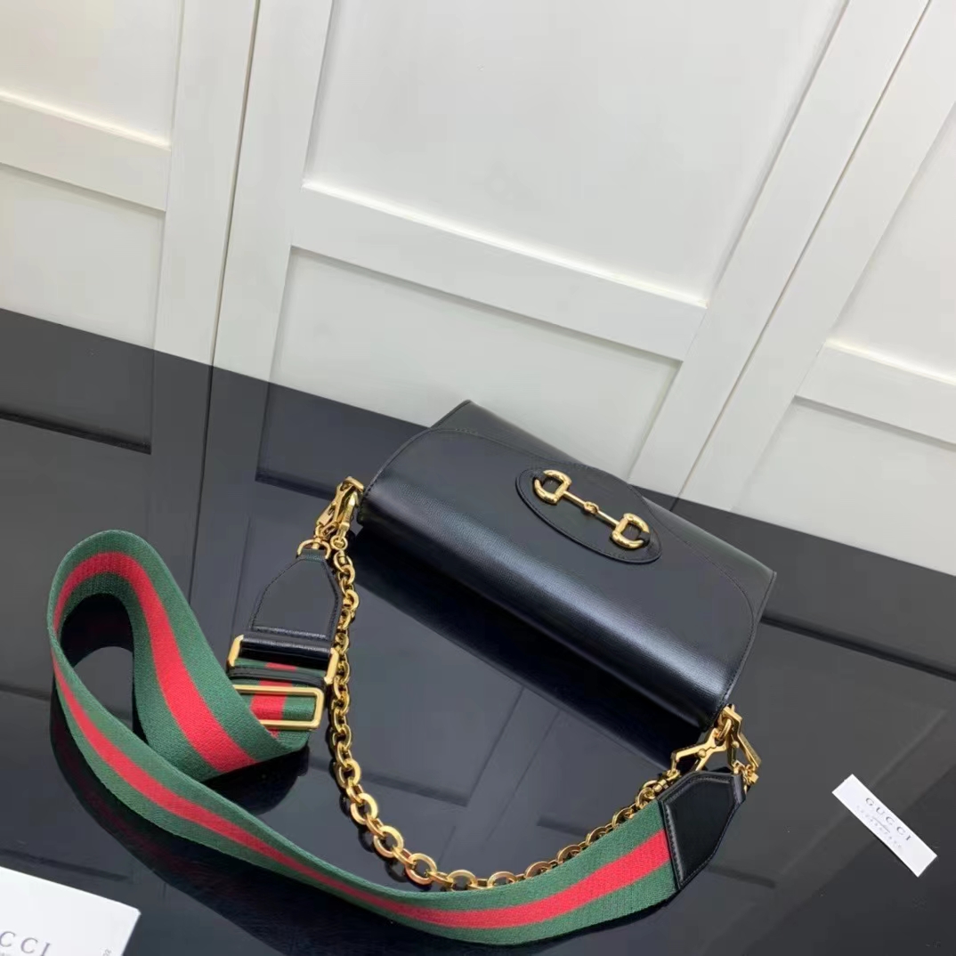 G*u*i gg women G*u*i horsebit 1955 small bag black leather