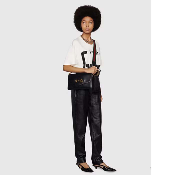 G*u*i gg women G*u*i horsebit 1955 small bag black leather