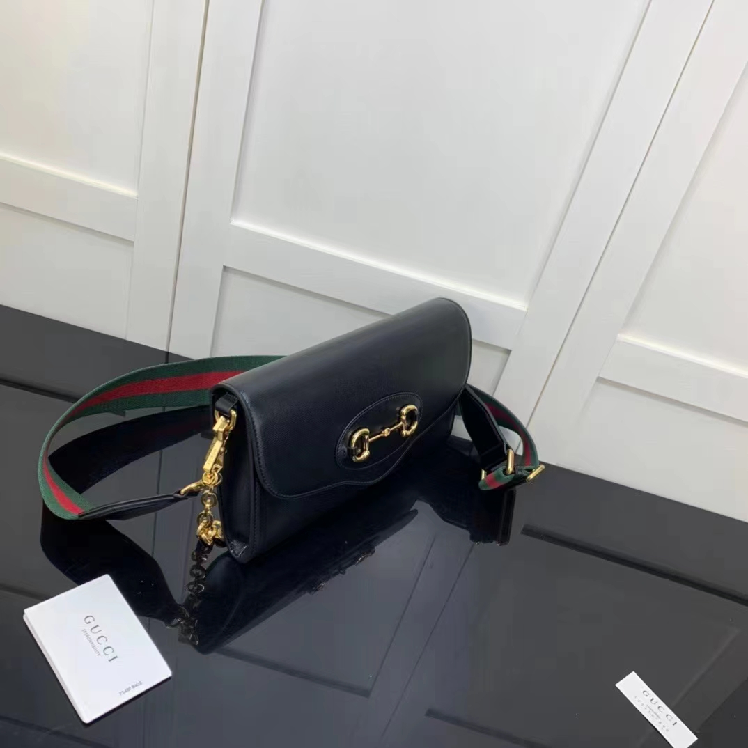 G*u*i gg women G*u*i horsebit 1955 small bag black leather