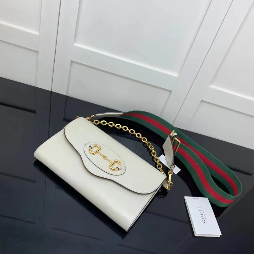 G*u*i gg women G*u*i horsebit 1955 small bag white leather
