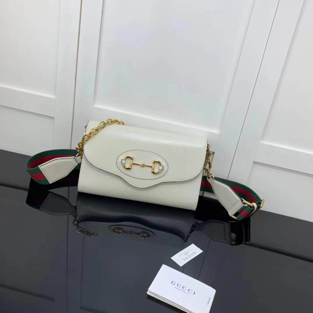 G*u*i gg women G*u*i horsebit 1955 small bag white leather
