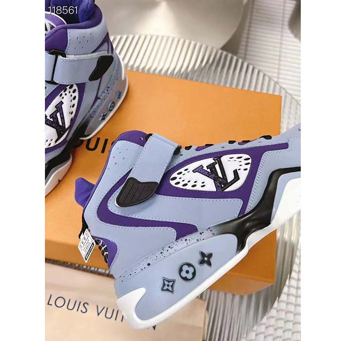 Louis Vuitton LV Unisex Trainer 2 Sneaker Boot Blue Suede Calf Leather
