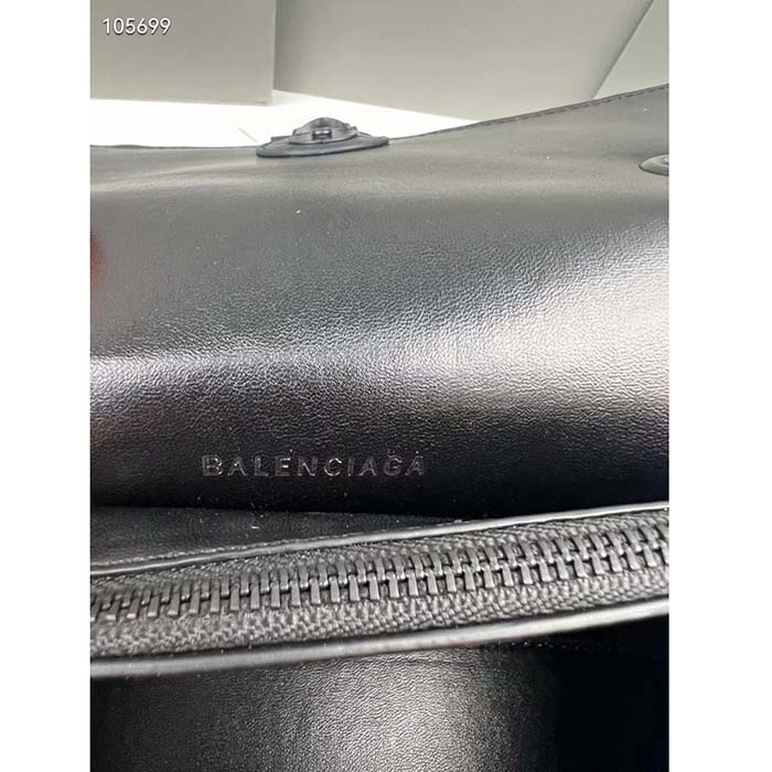Balenciaga Women Crush Small Chain Bag Quilted Black Crushed Calfskin Black Matte Hardware