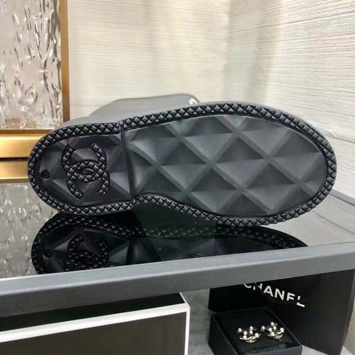 Chanel Women CC High Boots Caoutchouc Leather Black