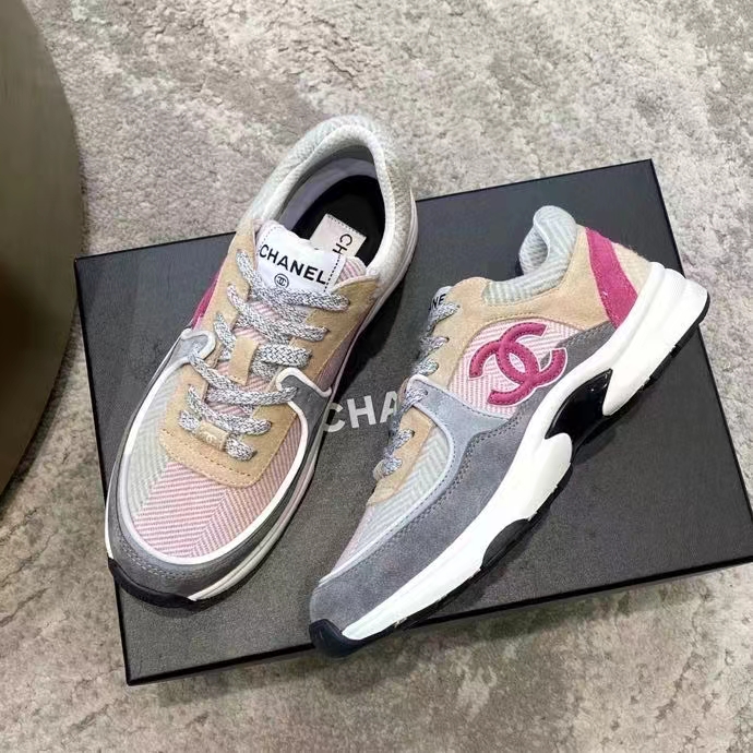 Chanel Women CC Sneakers Fabric & Suede Calfskin Multicolor 1 Cm Heel