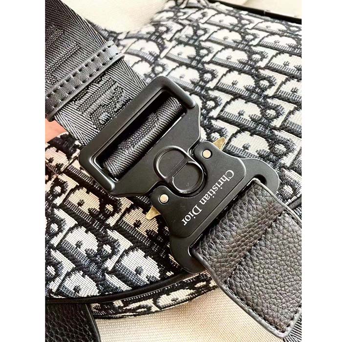 Dior Unisex CD Saddle Bag Beige Black Dior Oblique Jacquard