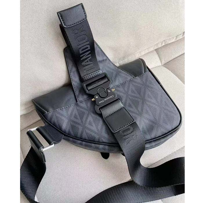 dior unisex cd saddle bag black cd Di*m*nd canvas smooth calfskin