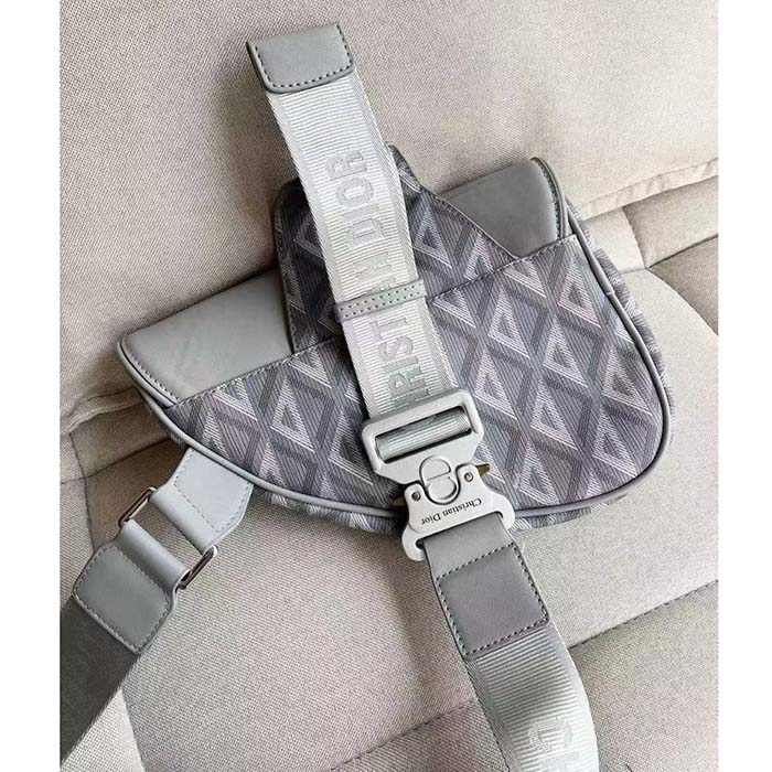 dior unisex cd saddle bag dior gray cd Di*m*nd canvas smooth calfskin