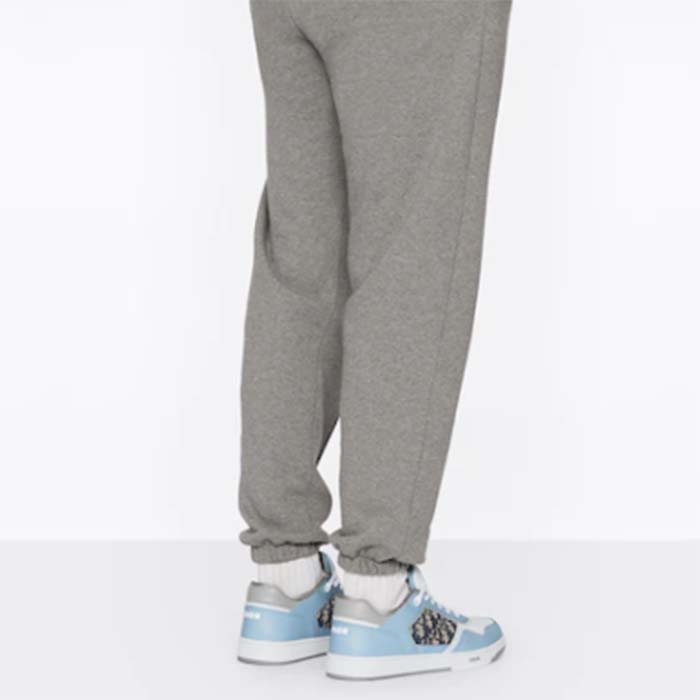 Dior Unisex Shoes CD B27 Low-Top Sneaker Light Blue White Gray Smooth Calfskin Oblique Jacquard