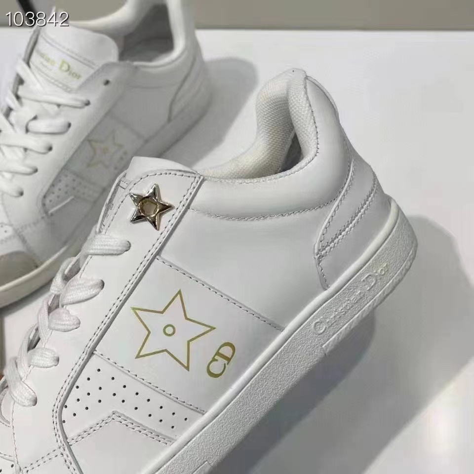 Dior Unisex Shoes CD Dior Star Sneaker White Calfskin Suede