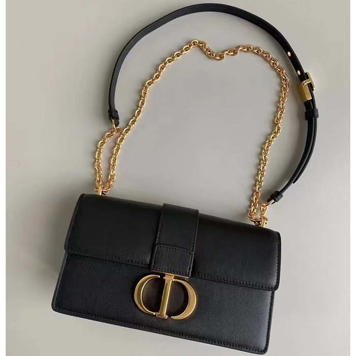 Dior Women CD 30 Montaigne East-West Bag Chain Black Calfskin