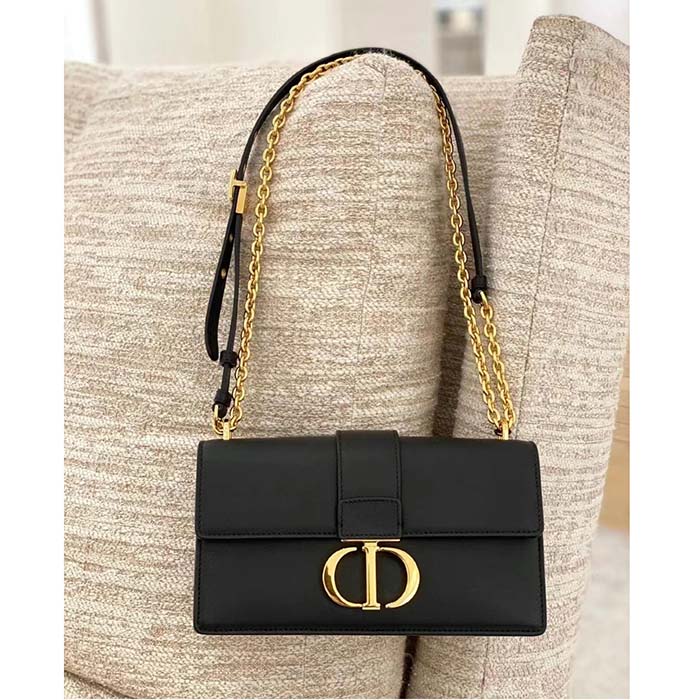 Dior Women CD 30 Montaigne East-West Bag Chain Black Calfskin