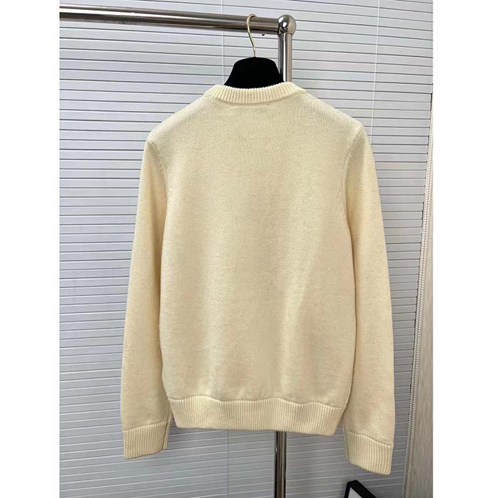 Dior Women CD By Erl Sweater Rabbit Patch Beige Cotton-Blend Jersey Round Neck