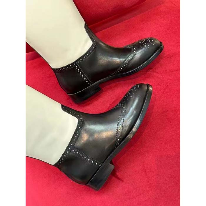 Dior Women CD Dior Empreinte Boot Black White Perforated Calfskin