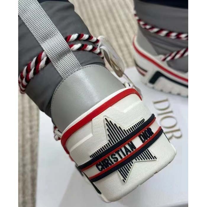 Dior Women CD DiorAlps Snow Ankle Boot Silver-Tone Star Reflective Technical Fabric
