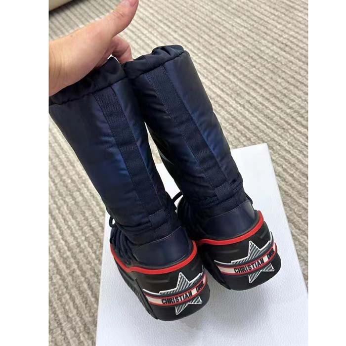 Dior Women CD DiorAlps Snow Boot Deep Blue Navy Mizza Shiny Nylon
