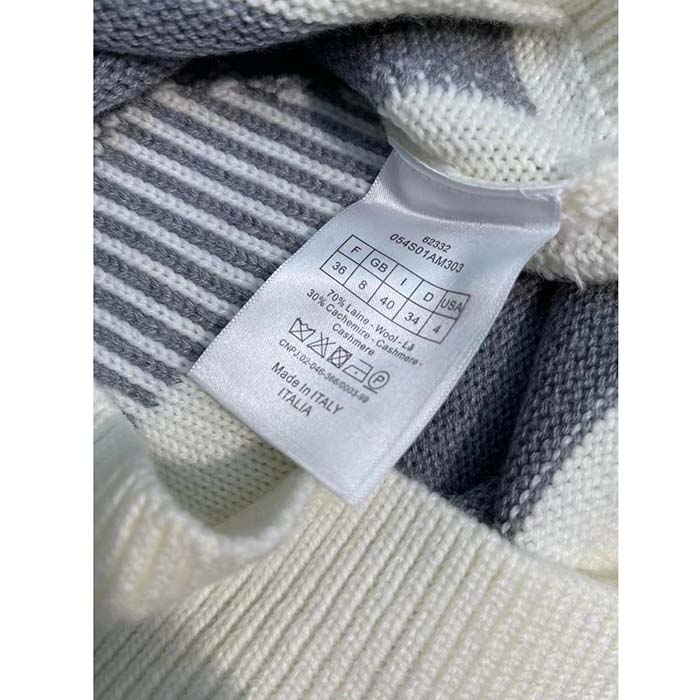Dior Men CD DiorAlps Zipped Cardigan Hood Gray White Wool Cashmere Knit