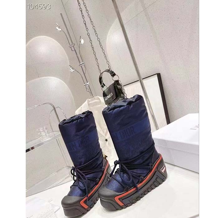 Dior Women CD Dioralps Snow Boot Deep Blue Mizza Shiny Nylon