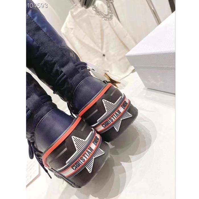 Dior Women CD Dioralps Snow Boot Deep Blue Mizza Shiny Nylon