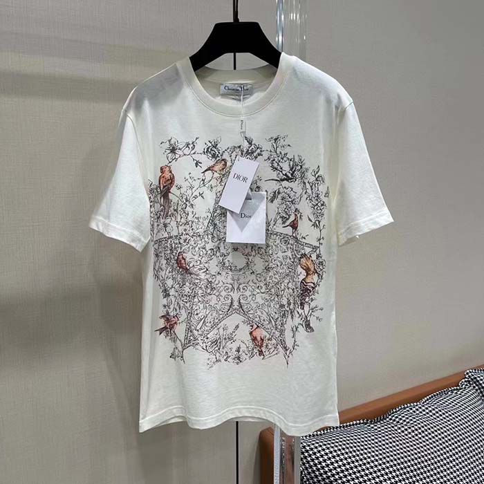 Dior Men CD T-Shirt Ecru Cotton Jersey Linen Dior Sevilla Star Motif