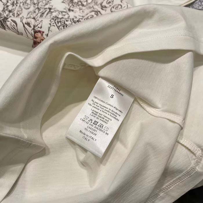 Dior Men CD T-Shirt Ecru Cotton Jersey Linen Dior Sevilla Star Motif