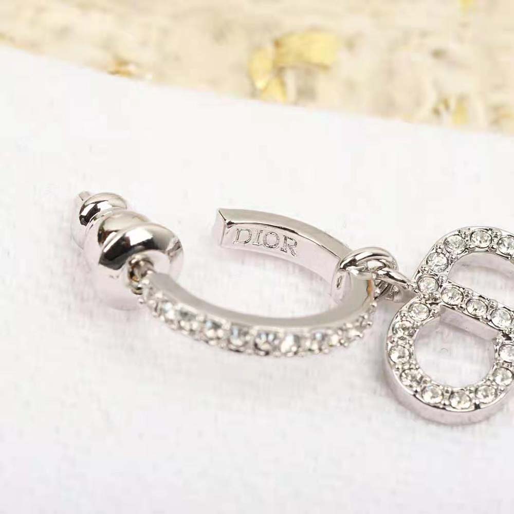 Dior Women Clair D Lune Earrings Silver-Finish Metal and Silver-Tone Crystals