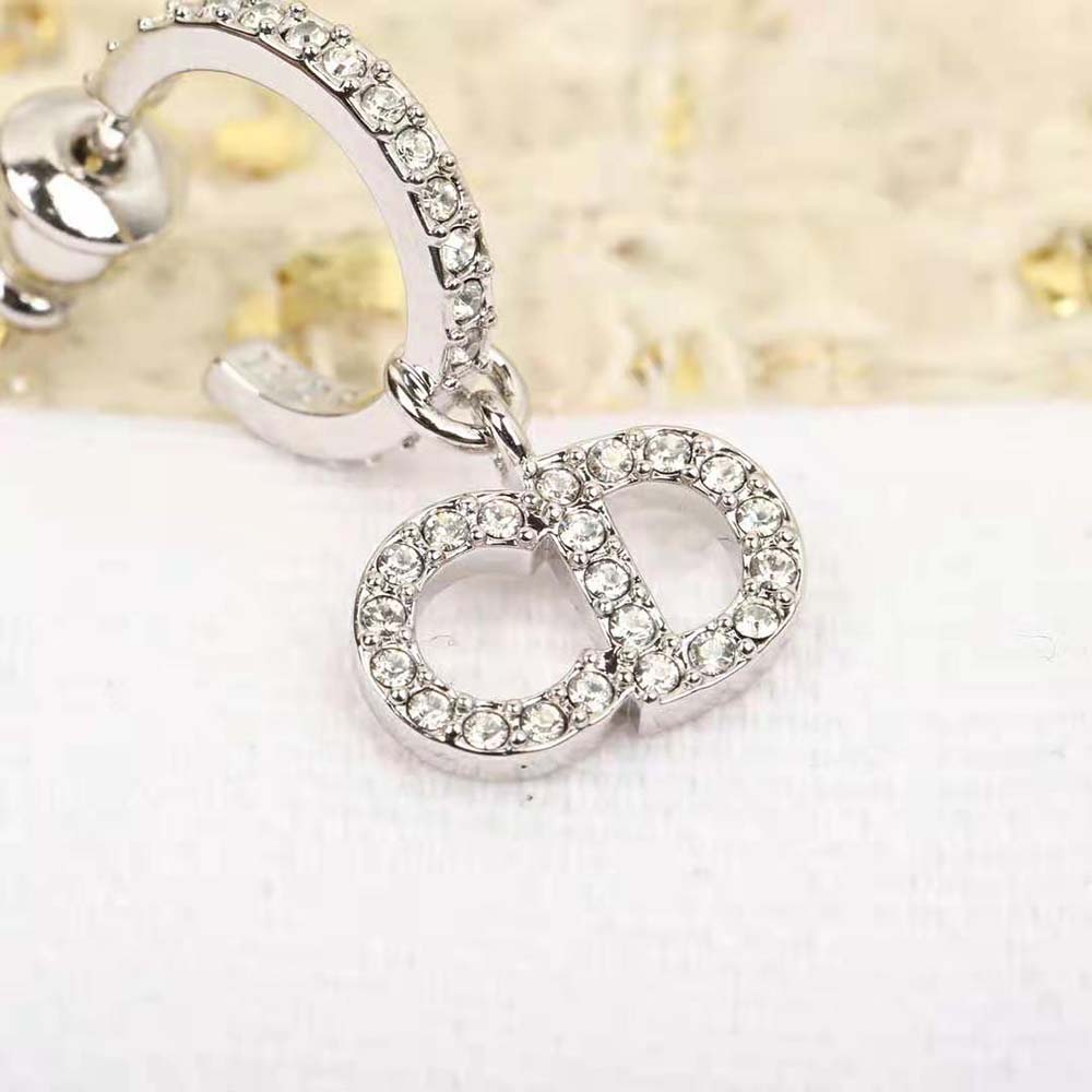 Dior Women Clair D Lune Earrings Silver-Finish Metal and Silver-Tone Crystals