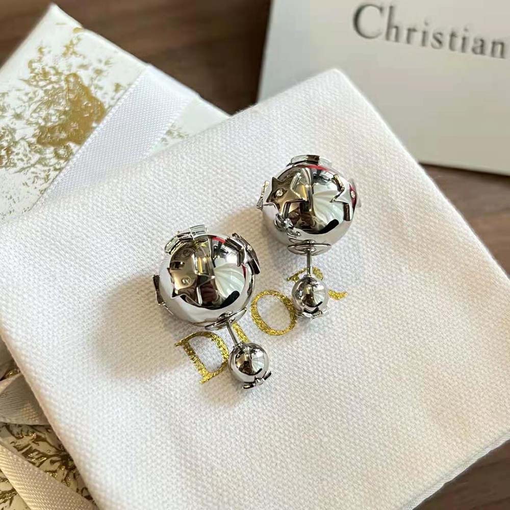 Dior Women Tribales Earrings Silver and Silver-Tone Crystals
