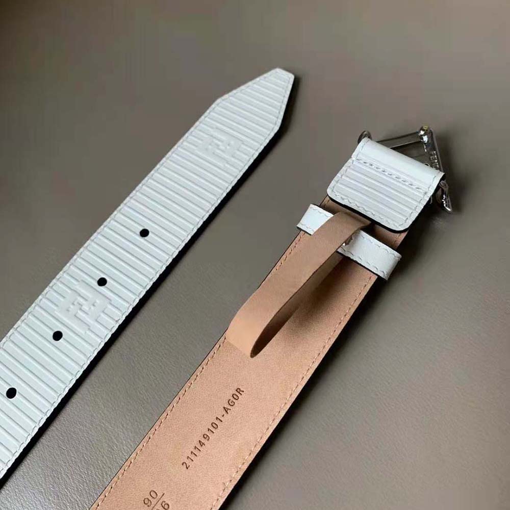 Fendi Men White Leather Belt