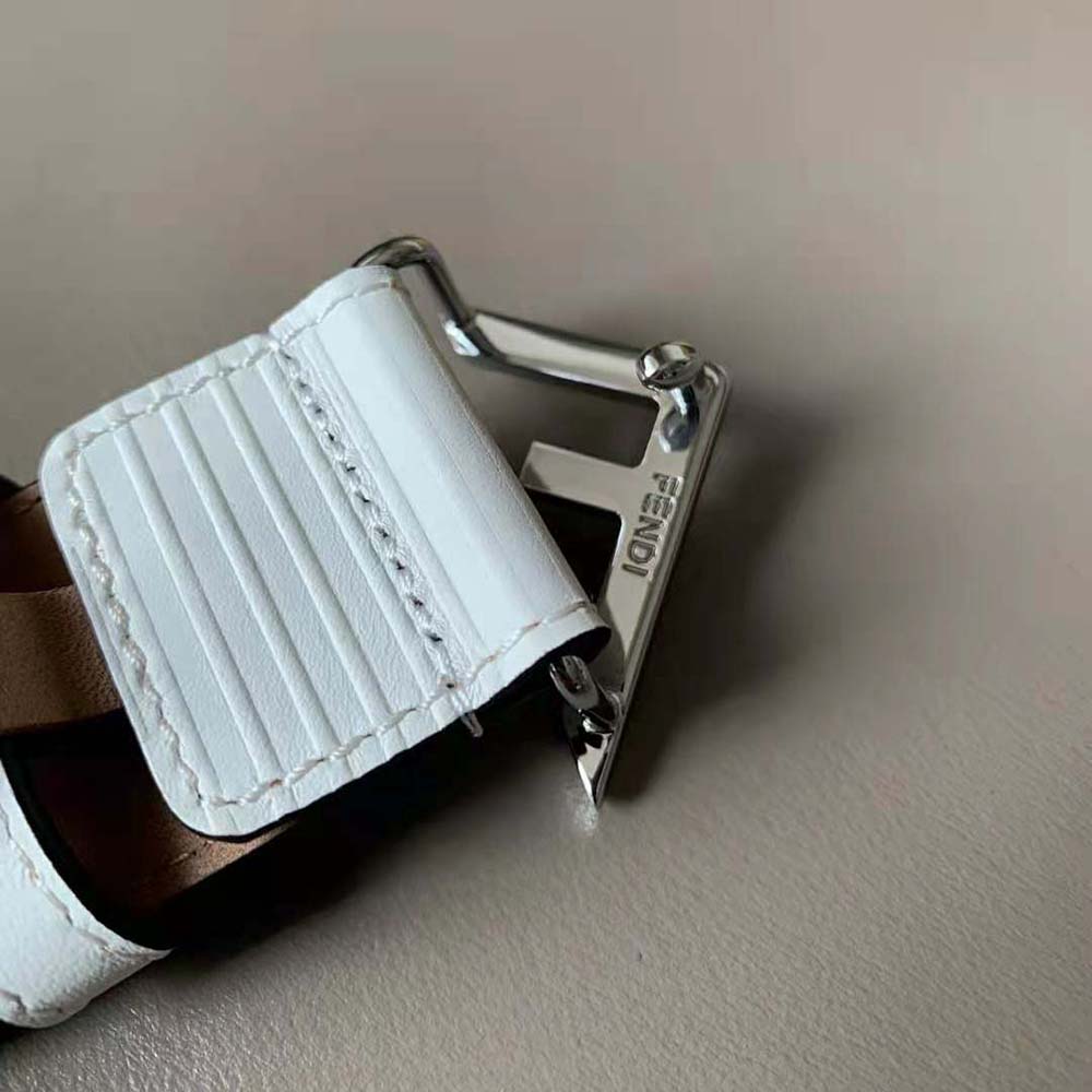 Fendi Men White Leather Belt