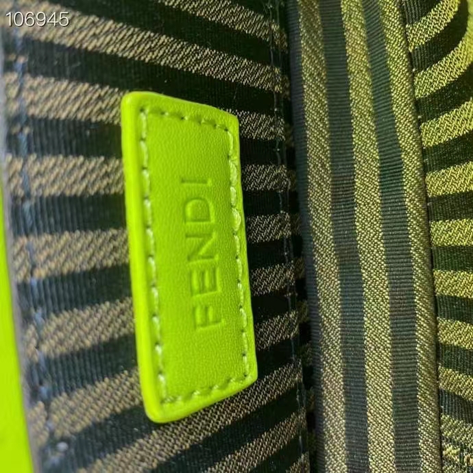 Fendi Women FF Baguette Phone Pouch Acid Green Silk Pouch
