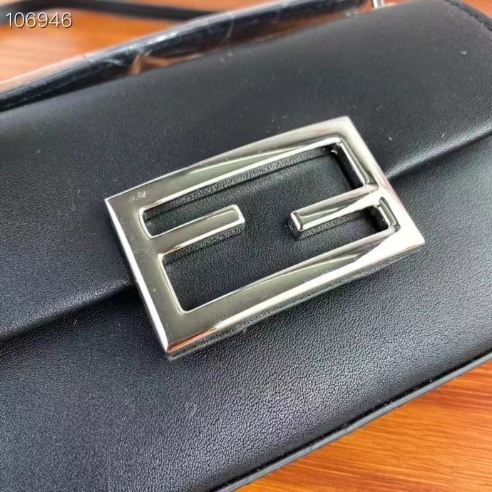 Fendi Women FF Baguette Phone Pouch Black Silk Pouch