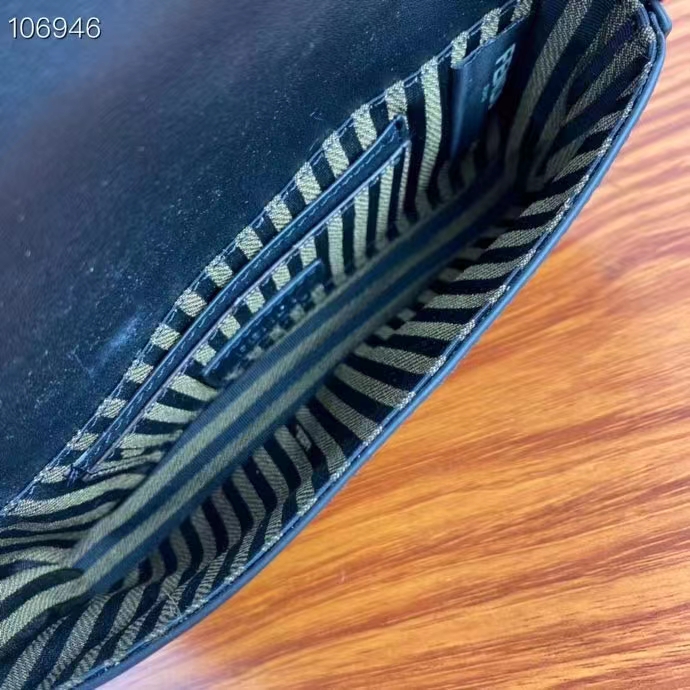 Fendi Women FF Baguette Phone Pouch Black Silk Pouch