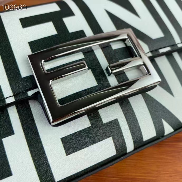 Fendi Women FF Baguette Phone Pouch Two-Tone Leather Fendi Roma Capsule Bag