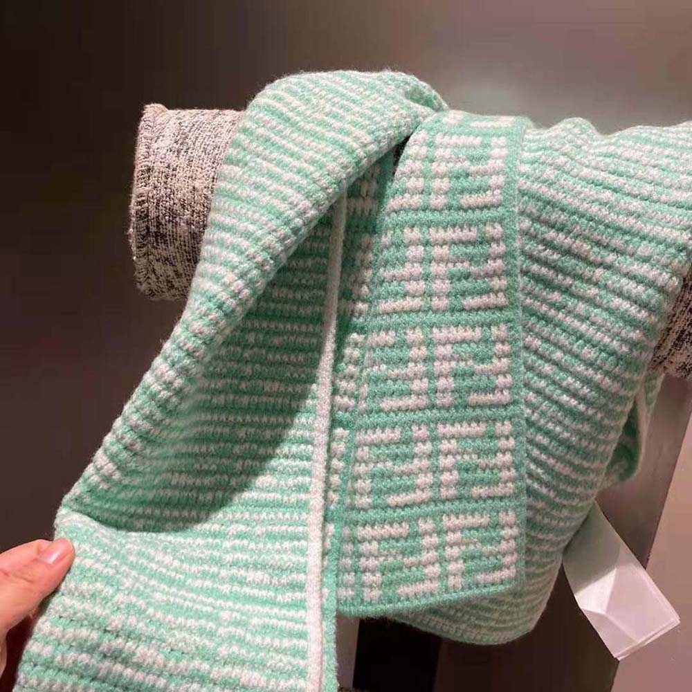 Fendi Women FF Scarf Mint Green Cashmere Scarf