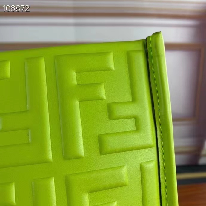 Fendi Women FF Sunshine Medium Acid Green Leather Shopper