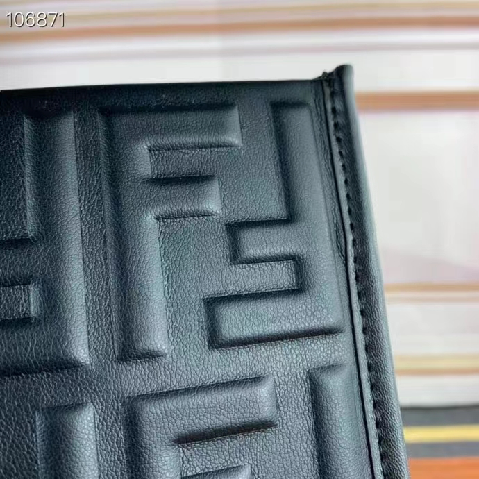 Fendi Women FF Sunshine Medium Black Leather Shopper