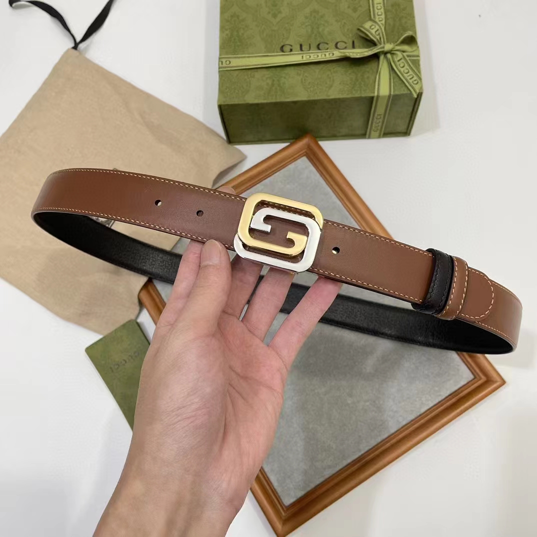 G*u*i gg unisex belt squared interlocking g buckle black leather 30 mm width