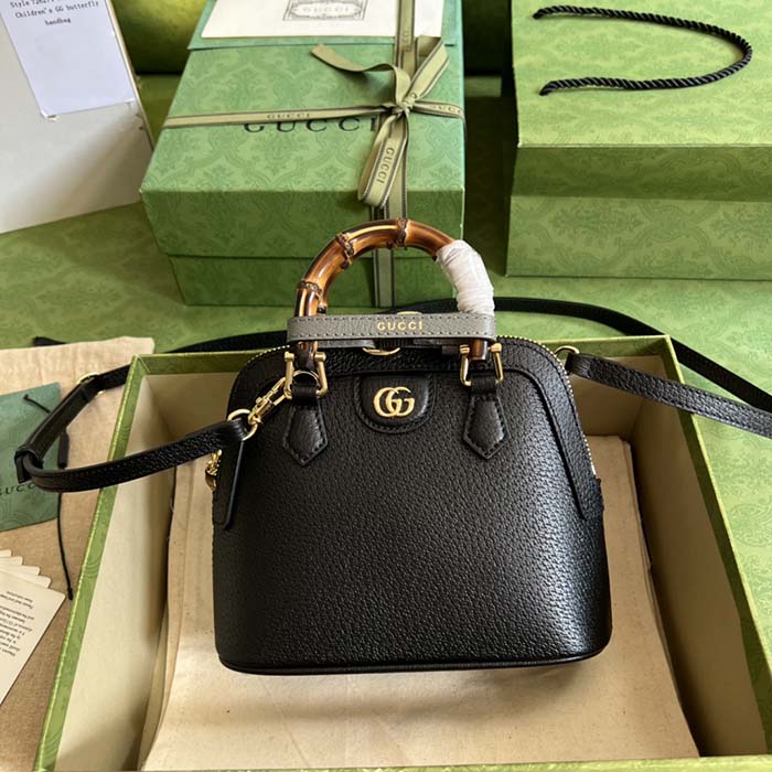 G*u*i gg women G*u*i diana mini tote bag black leather double g