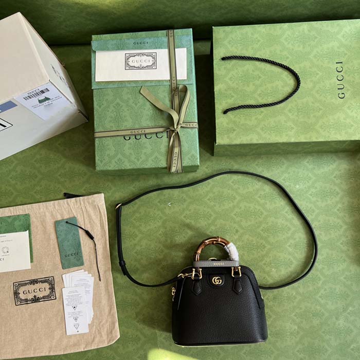 G*u*i gg women G*u*i diana mini tote bag black leather double g