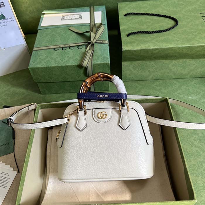 G*u*i gg women G*u*i diana mini tote bag white leather double g
