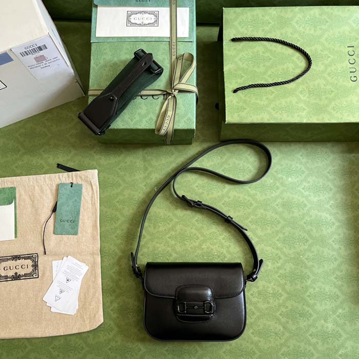 G*u*i gg women horsebit 1955 small shoulder bag black leather